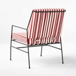 Pavilion Black Metal Outdoor Lounge Chair With Striped Cushion Model 6471 10 Pavilion Black Metal Outdoor Lounge Chair With Striped Cushion Model 6471 -Optimal Furniture Store PvlnBkLngChrWSdChM64713QBSSS22