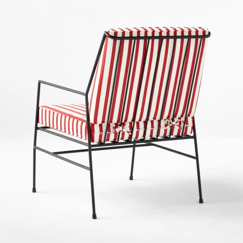 Pavilion Black Metal Outdoor Lounge Chair With Striped Cushion Model 6471 5 Pavilion Black Metal Outdoor Lounge Chair With Striped Cushion Model 6471 - Image 5
