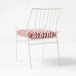 Pavilion Ivory Outdoor Dining Armchair With Striped Sunbrella ® Cushion Model 6470 Set Of 2 -Optimal Furniture Store PvlnIvDngChrWStdChM64703QBSSS22 1