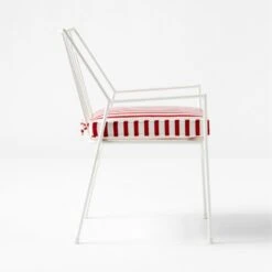 Pavilion Ivory Outdoor Patio Dining Armchair With Striped Sunbrella Cushion Model 6470 -Optimal Furniture Store PvlnIvDngChrWStdChM6470SDSSS22