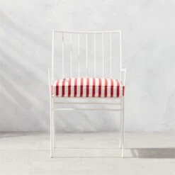 Pavilion Ivory Outdoor Dining Armchair With Striped Sunbrella ® Cushion Model 6470 Set Of 2