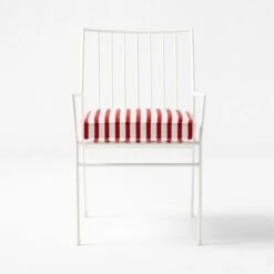 Pavilion Ivory Outdoor Dining Armchair With Striped Sunbrella ® Cushion Model 6470 Set Of 2 -Optimal Furniture Store PvlnIvDngChrWStdChM6470SOSSS22 1