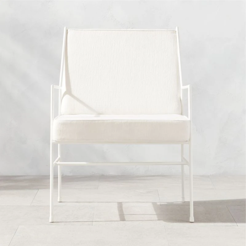 Pavilion Ivory Metal Outdoor Lounge Chair With Ivory Cushion Model 6471 1 Pavilion Ivory Metal Outdoor Lounge Chair With Ivory Cushion Model 6471