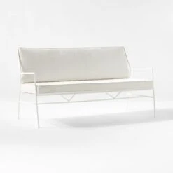 Pavilion Ivory Metal Outdoor Sofa With Ivory Cushions Model 6490 -Optimal Furniture Store PvlnIvSofaWIvyChM64903QSSS22