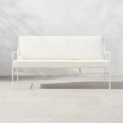 Pavilion Ivory Metal Outdoor Sofa With Ivory Cushions Model 6490