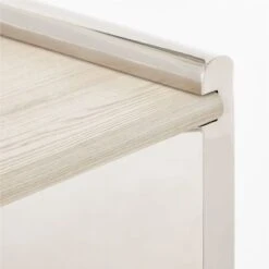 Raggio Stainless Steel Desk With White Wood Top -Optimal Furniture Store RaggioPolishedSSDeskAVSSF22