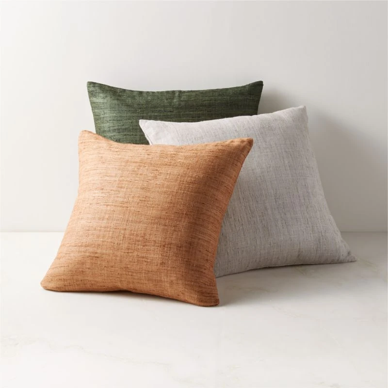 Raj Tawny Brown Silk Throw Pillow With Feather-Down Insert 20" 3 Raj Tawny Brown Silk Throw Pillow With Feather-Down Insert 20" - Image 3