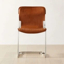 Rake Brown Leather Dining Chair