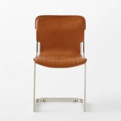 Rake Brown Leather Dining Chair -Optimal Furniture Store RakeSaddleDiningChairSOSSS23