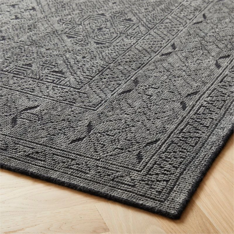 Raumont Hand-Knotted Grey Geometric Area Rug 5'x8' 3 Raumont Hand-Knotted Grey Geometric Area Rug 5'x8' - Image 3