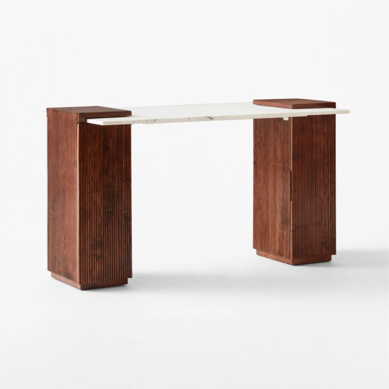 Reach White Marble-Top Desk 3 Reach White Marble-Top Desk - Image 3