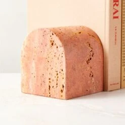 Red Travertine Arched Bookend -Optimal Furniture Store RedTrvrtnArchBookendROS23