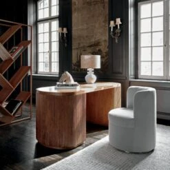 Reid Oval Brown Wood Storage Desk -Optimal Furniture Store ReidOvalDeskJL20 1x1