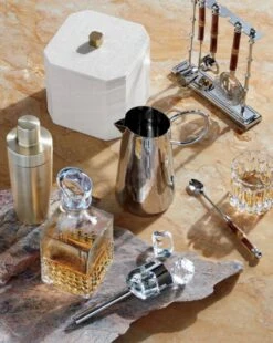 4-Piece Bamboo Bar Tool Set With Stand -Optimal Furniture Store ReneLacqueredLinenWhiteIceAG19