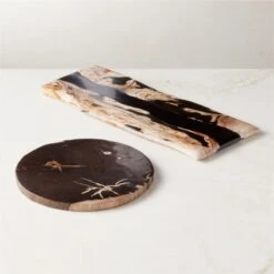 Ring Rectangular Petrified Wood And Resin Serving Platter 10 Ring Rectangular Petrified Wood And Resin Serving Platter -Optimal Furniture Store RingPtrfdWoodNResinGroupFHF23