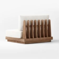 Riposo Wood Armless Outdoor Chair With Boucle Sunbrella ® Cushions -Optimal Furniture Store RiposoTeakArmlessChair3QBSSS22