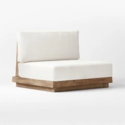 Riposo Wood Armless Outdoor Chair With Boucle Sunbrella ® Cushions -Optimal Furniture Store RiposoTeakArmlessChair3QSSS22