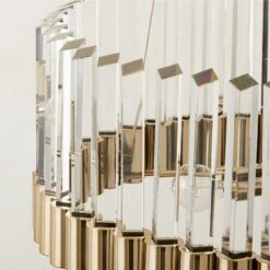 Risette Polished Champagne And Crystal Chandelier -Optimal Furniture Store RisetteCrystPdChmpChndlrAVSHS23