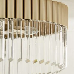 Risette Polished Champagne And Crystal Flush Mount Light -Optimal Furniture Store RisetteCrystlPldChpgFlMntAVSHS23