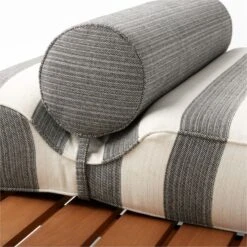 Rollie Teak Outdoor Daybed With Striped Sunbrella® Cushion -Optimal Furniture Store RollieTeakDaybedAVSSS23