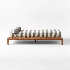 Rollie Teak Outdoor Daybed With Striped Sunbrella® Cushion -Optimal Furniture Store RollieTeakDaybedSDSSS23