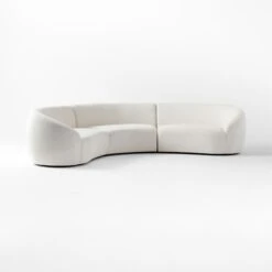 Roma Curved 3-Piece White Performance Fabric Sectional Sofa -Optimal Furniture Store RomaWht3PcSect3QSSS22