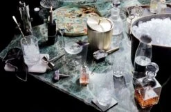 Daphne Glass Appetizer Plate Set Of 8 -Optimal Furniture Store RoseQuartzServeTrayBlkWhtCcktlNpkMR19