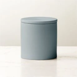Rubber-Coated Blue Bathroom Canister