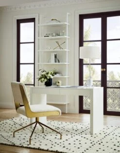 Stairway White Wall-Mounted Bookcase - 96" Height -Optimal Furniture Store RunwayWhiteLacquerDeskAG18