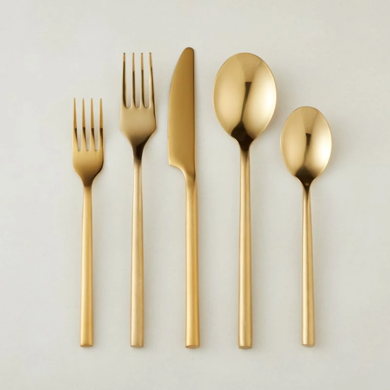 20-Piece Rush Brushed Gold Flatware Set 1 20-Piece Rush Brushed Gold Flatware Set