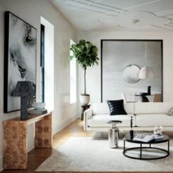 Via Large Travertine Knot -Optimal Furniture Store RykerWhiteVelvetSofaMR21 V2