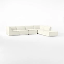 Salon 6-Piece L-Shaped Ivory White Chenille Sectional Sofa -Optimal Furniture Store Salon6pcIvorySect3QSSF22
