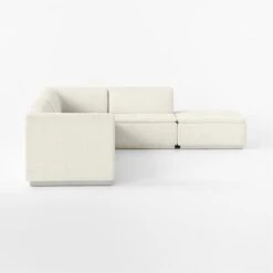 Salon 6-Piece L-Shaped Ivory White Chenille Sectional Sofa -Optimal Furniture Store Salon6pcIvorySectSDSSF22