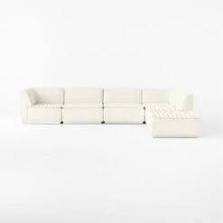 Salon 6-Piece L-Shaped Ivory White Chenille Sectional Sofa -Optimal Furniture Store Salon6pcIvorySectSOSSF22