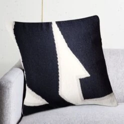 Sandro Black And White Throw Pillow With Feather-Down Insert 20"
