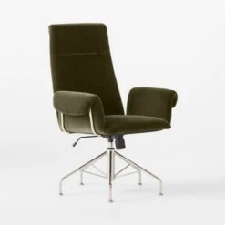 Saviti Olive Velvet Office Chair -Optimal Furniture Store SavitiOliveVlvtOffcChair3QSSF22