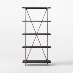 Scala Black Wood Bookshelf With Metal Frame -Optimal Furniture Store ScalaBkWdOpenBookcaseSOSSS22