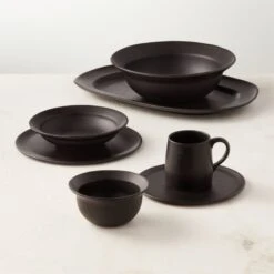 Sculpt Black Terracotta Serving Bowl -Optimal Furniture Store SculptBlkTrrcttGroupFHF22 2