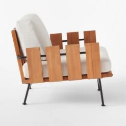 Seahaven Teak Outdoor Lounge Chair With Sand Perennials® Cushions -Optimal Furniture Store SeahavenSandLoungeChairSDSSS22