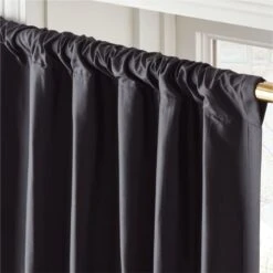 Seda Black Dupioni Silk Window Curtain Panel 48''x84'' -Optimal Furniture Store SedaBlackSilkDp96PnlAVSHS23