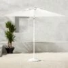 Shadow Rectangular White Outdoor Patio Umbrella With Base