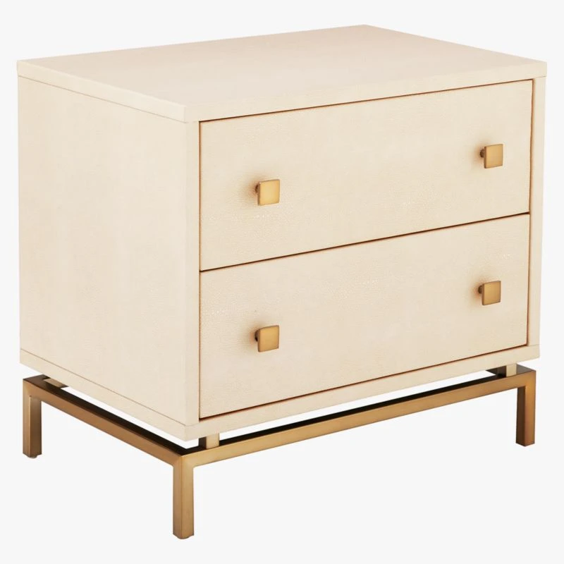 2-Drawer Ivory Shagreen Nightstand 6 2-Drawer Ivory Shagreen Nightstand - Image 6