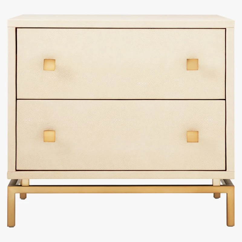 2-Drawer Ivory Shagreen Nightstand 5 2-Drawer Ivory Shagreen Nightstand - Image 5