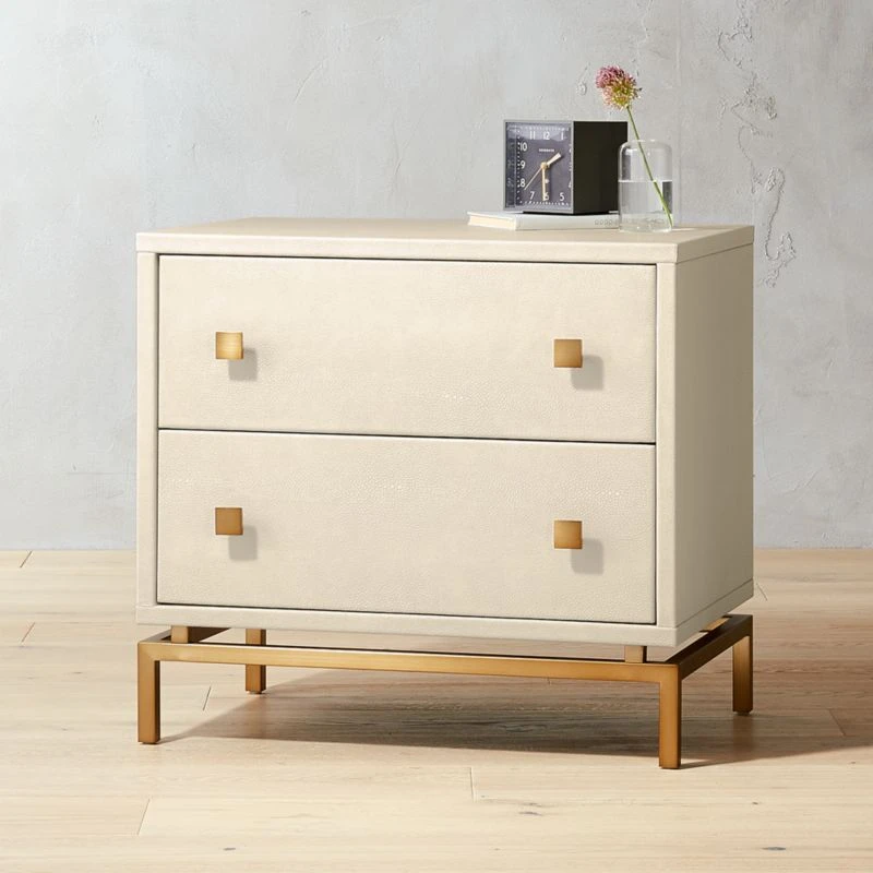 2-Drawer Ivory Shagreen Nightstand 1 2-Drawer Ivory Shagreen Nightstand