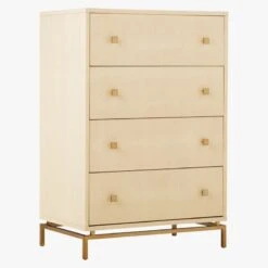 Ivory Shagreen Embossed Tall Chest -Optimal Furniture Store ShagreenEmbssdTllChstIvry3QS18