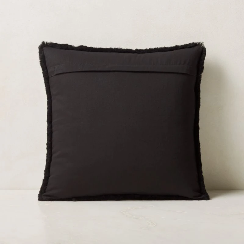Shorn Black Sheepskin Fur Throw Pillow With Down-Alternative Insert 18'' 2 Shorn Black Sheepskin Fur Throw Pillow With Down-Alternative Insert 18'' - Image 2