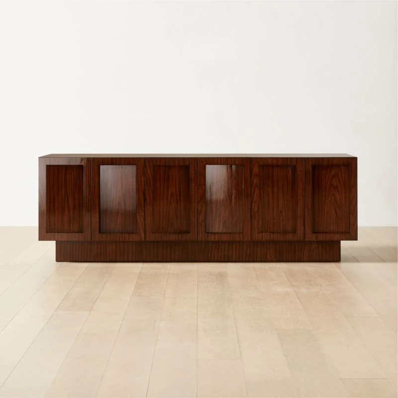 Shutter High-Gloss Walnut Wood Media Console 1 Shutter High-Gloss Walnut Wood Media Console