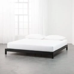 Simple Black Metal King Platform Bed