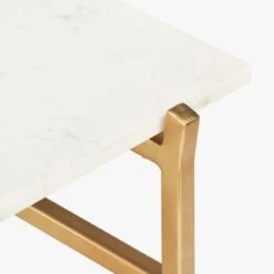 Slab Small Marble Coffee Table With Brass Base -Optimal Furniture Store SlabBrassCoffeeTbleAVF17