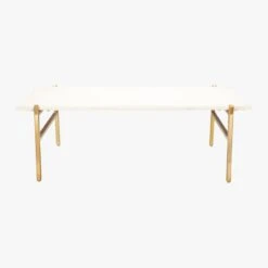 Slab Small Marble Coffee Table With Brass Base -Optimal Furniture Store SlabBrassCoffeeTbleF17